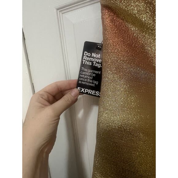 Express Women’s Gold Shimmer Sleeveless Mini Dress Size 4 NWT cocktail - Picture 4 of 15